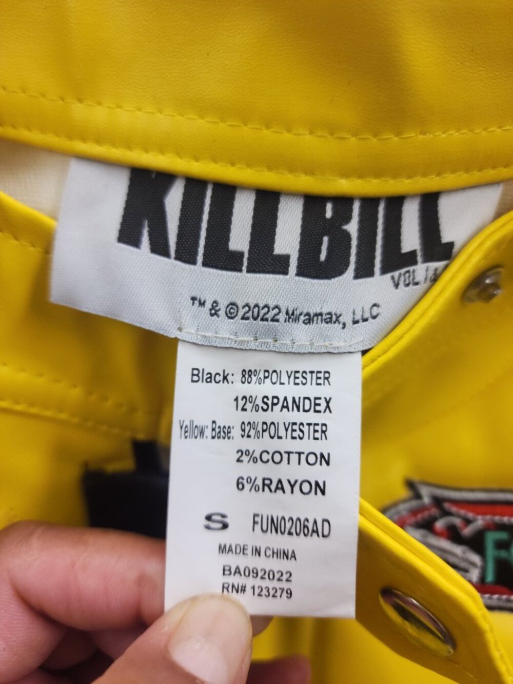 Kill Bill Beatrix Kiddo Yellow Jacket Costume Official S - Picture 4 of 16